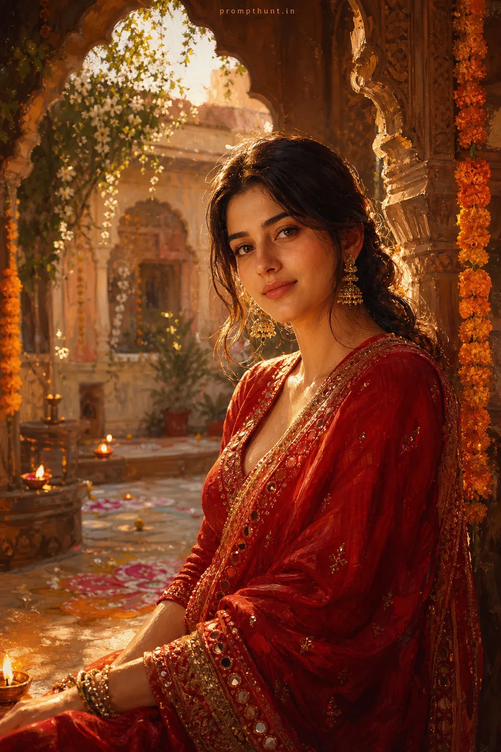 Indian Festival Evening Digital Painting AI Photo Editing Prompt — AI photo editing prompt