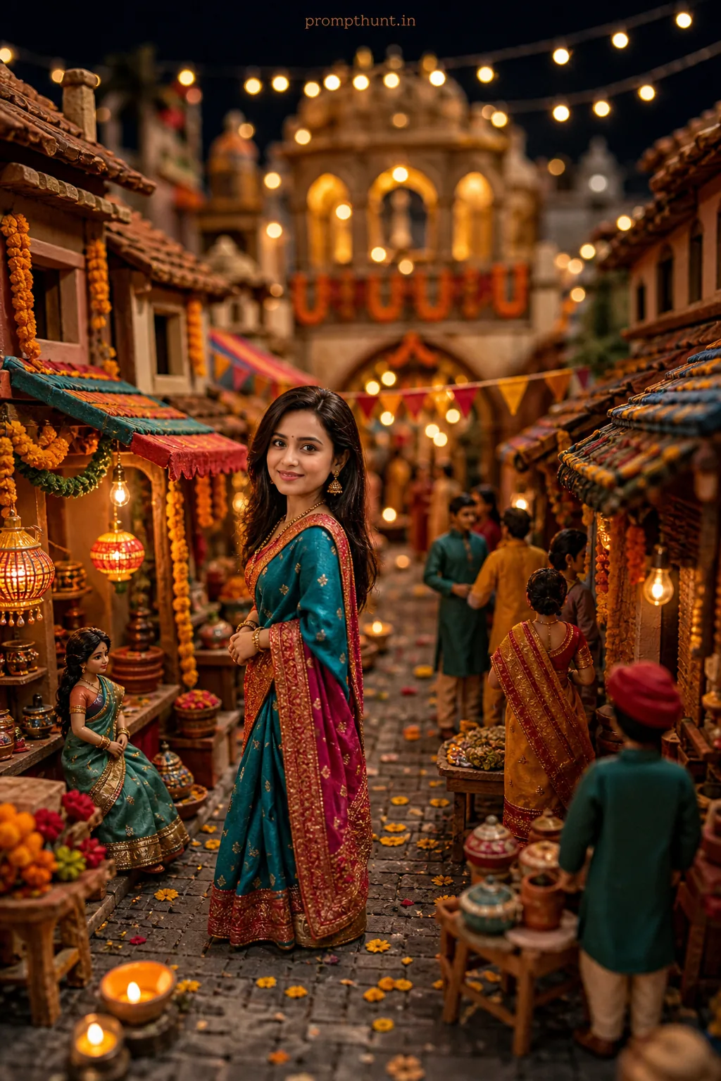 Miniature Indian Street Festival Diorama AI Photo Editing Prompt — AI photo editing prompt