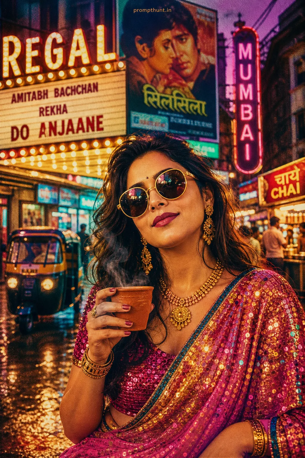 Retro Bollywood Pop Culture Fusion AI Photo Editing Prompt — AI photo editing prompt