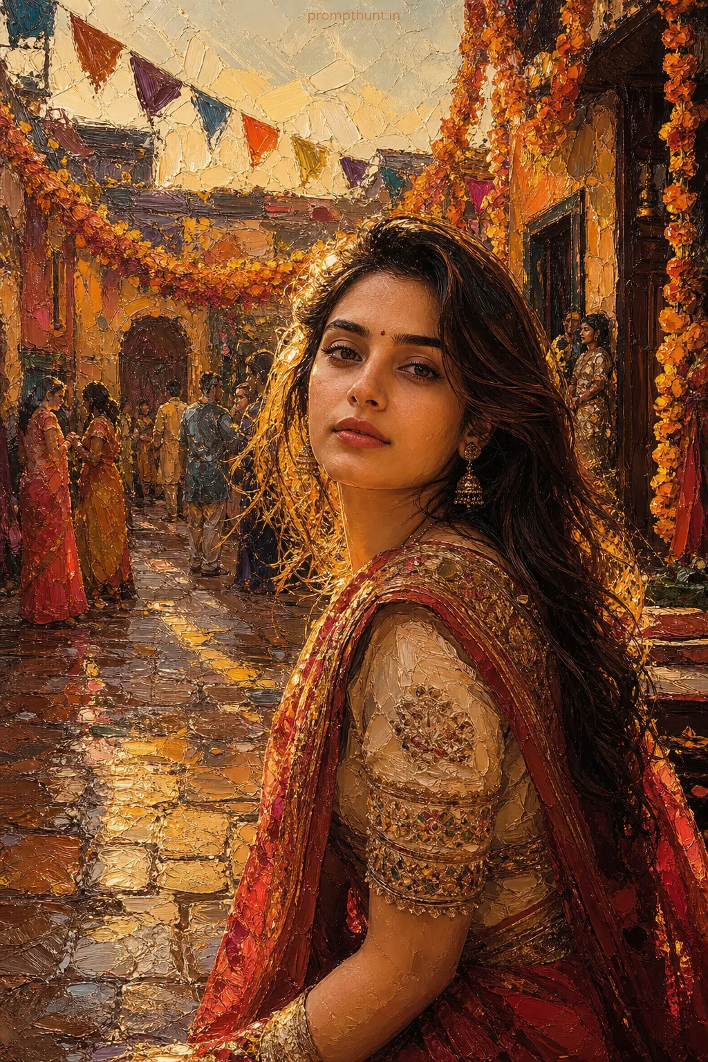 Textured Indian Street Festival Impasto AI Photo Editing Prompt — AI photo editing prompt