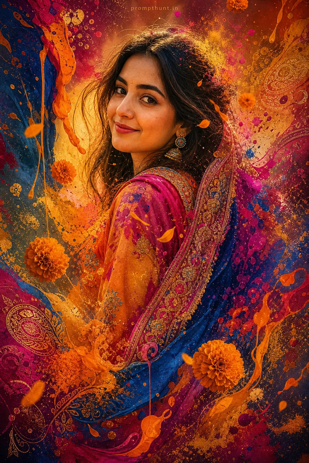 Vibrant Abstract Splash Portrait AI Photo Editing Prompt — AI photo editing prompt