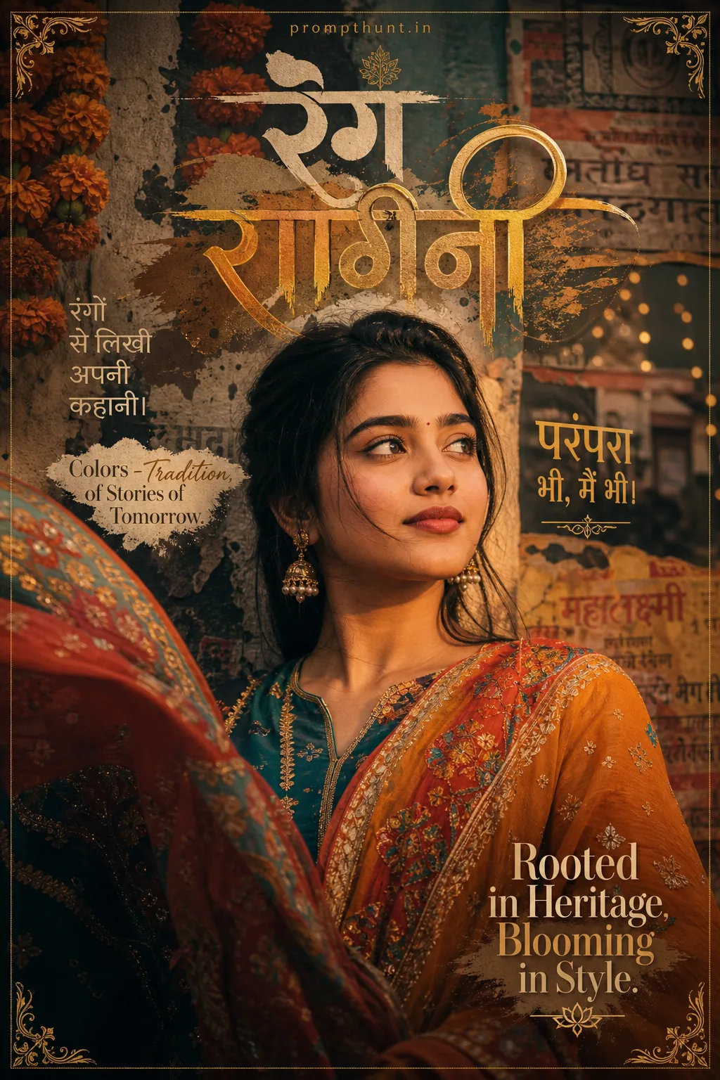 Vibrant Indian Typography Art Portrait AI Photo Editing Prompt — AI photo editing prompt